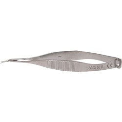 Vannas Capsulotomy Scissors, Very Delicate 6.0 Mm Blades, Wide Handle, 4 1/2" (11.5 Cm), Curved